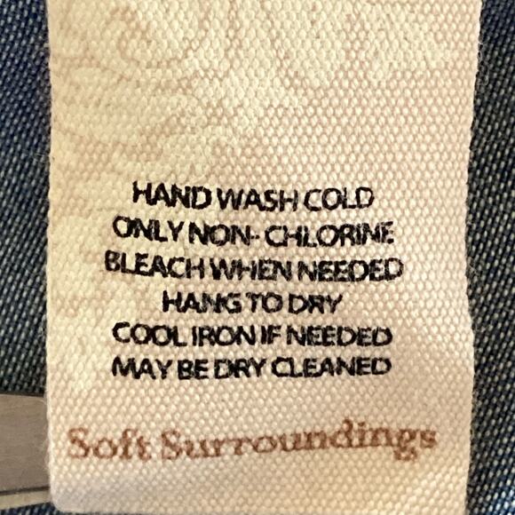 Soft Surroundings Blue Chambray Asymmetric Tunic Top SMALL Lagenlook Wrap Style - Picture 11 of 12